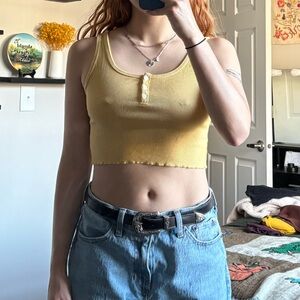 Yellow Cropped Tank Top